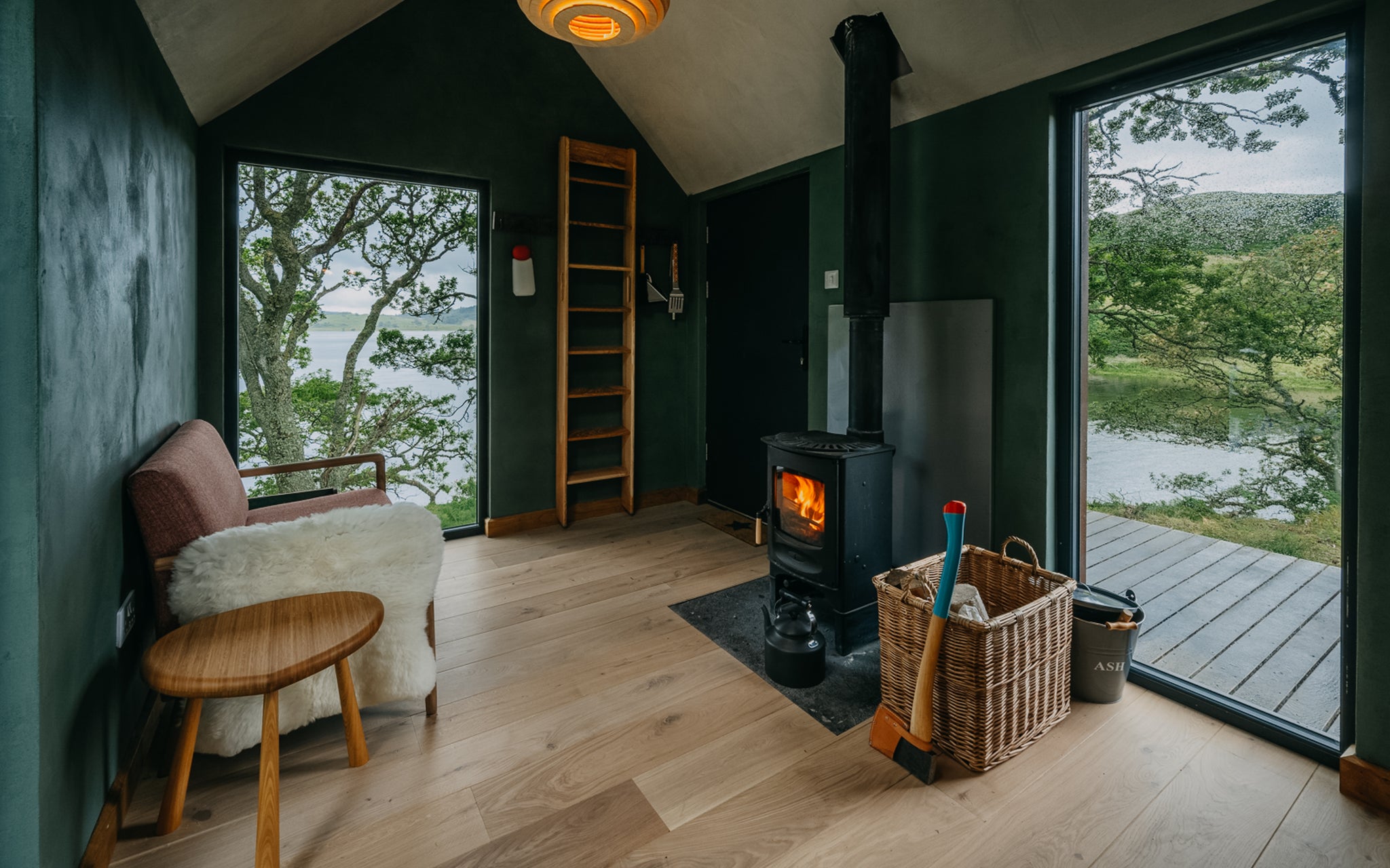  shot of the interior of a cabin at Kip wilderness retreats