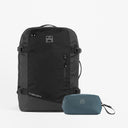 A studio shot of Adventure Bag All Black / Tasmin Blue Wash Bag Bundle