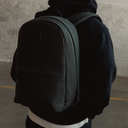 A close up of the Classic Backpack in Pirate on a mans back