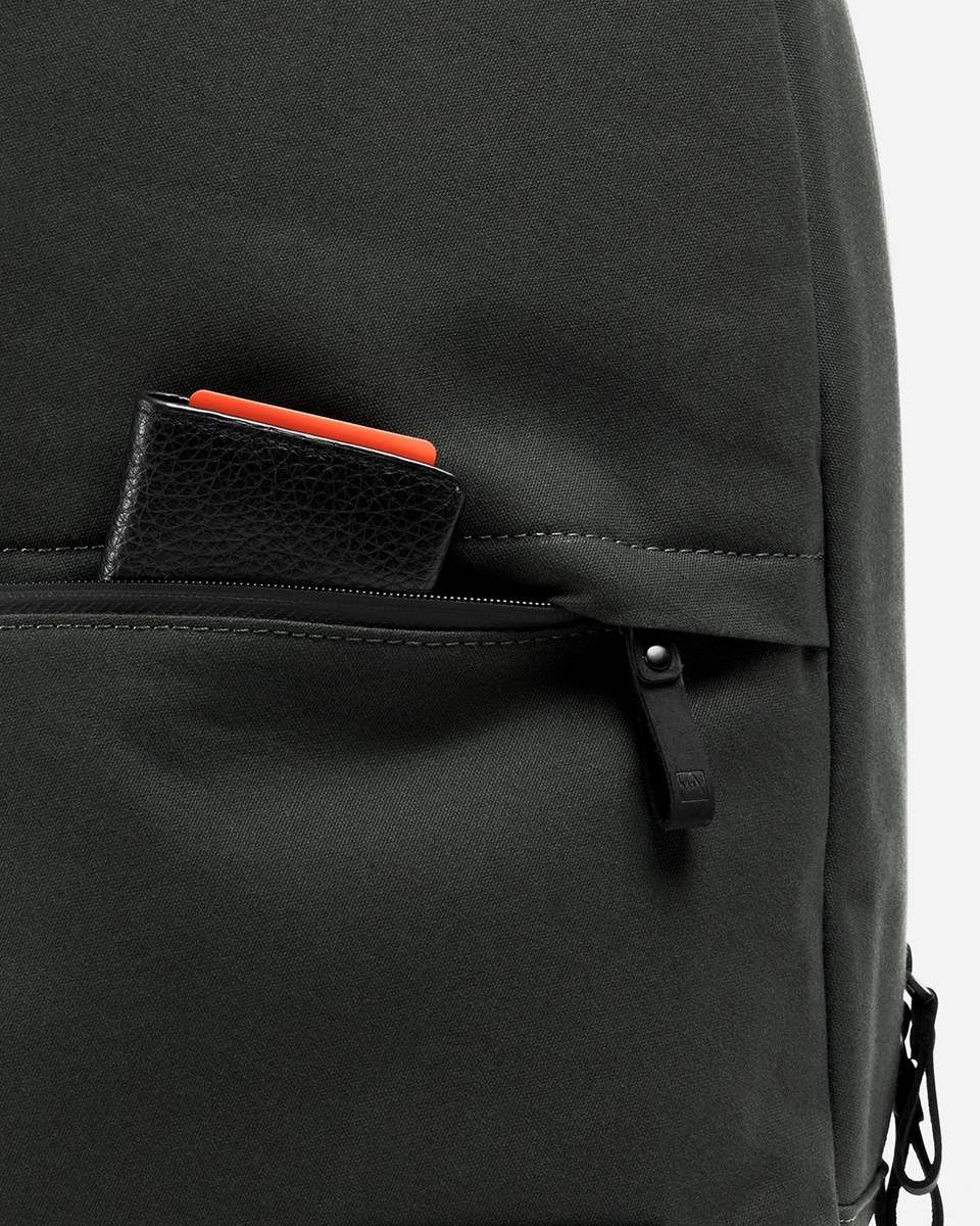 A close up shot of the front pocket on the classic backpack 15l 