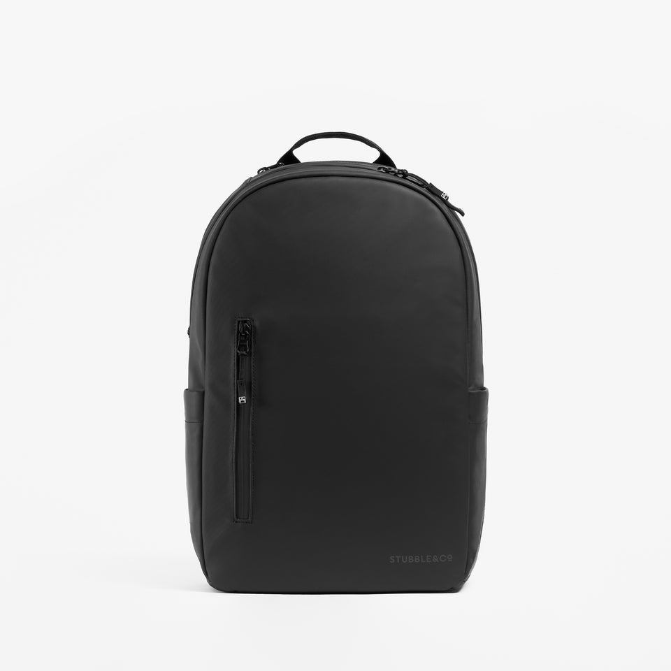 A studio shot of the  front of the Everyday Backpack 15L in All Black