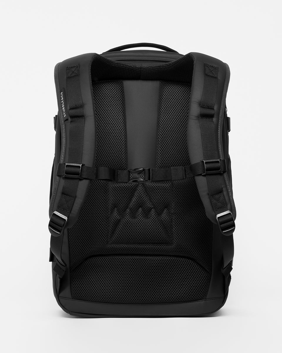 A studio shot of the Hybrid Backpack 30L and its cushioned air flow back panel