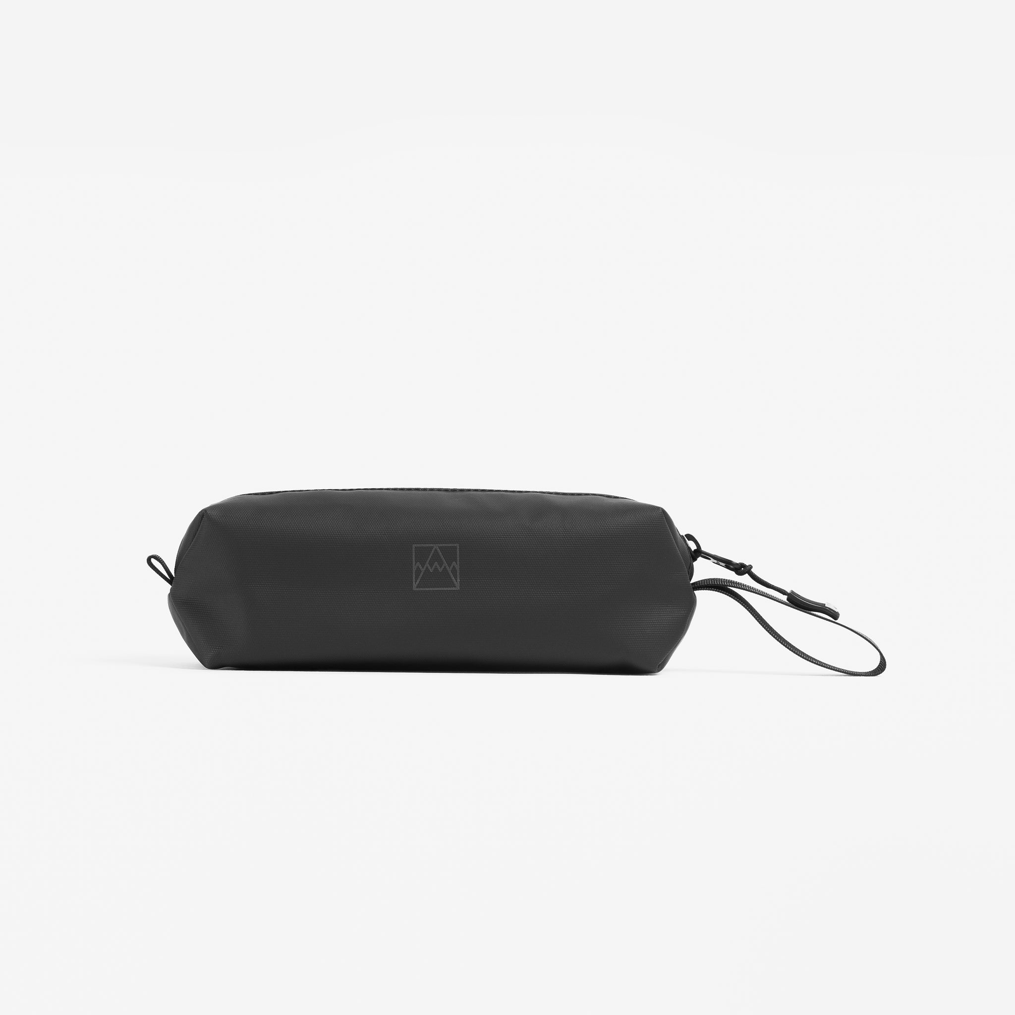 A studio shot of the side of the pencil case in All Black