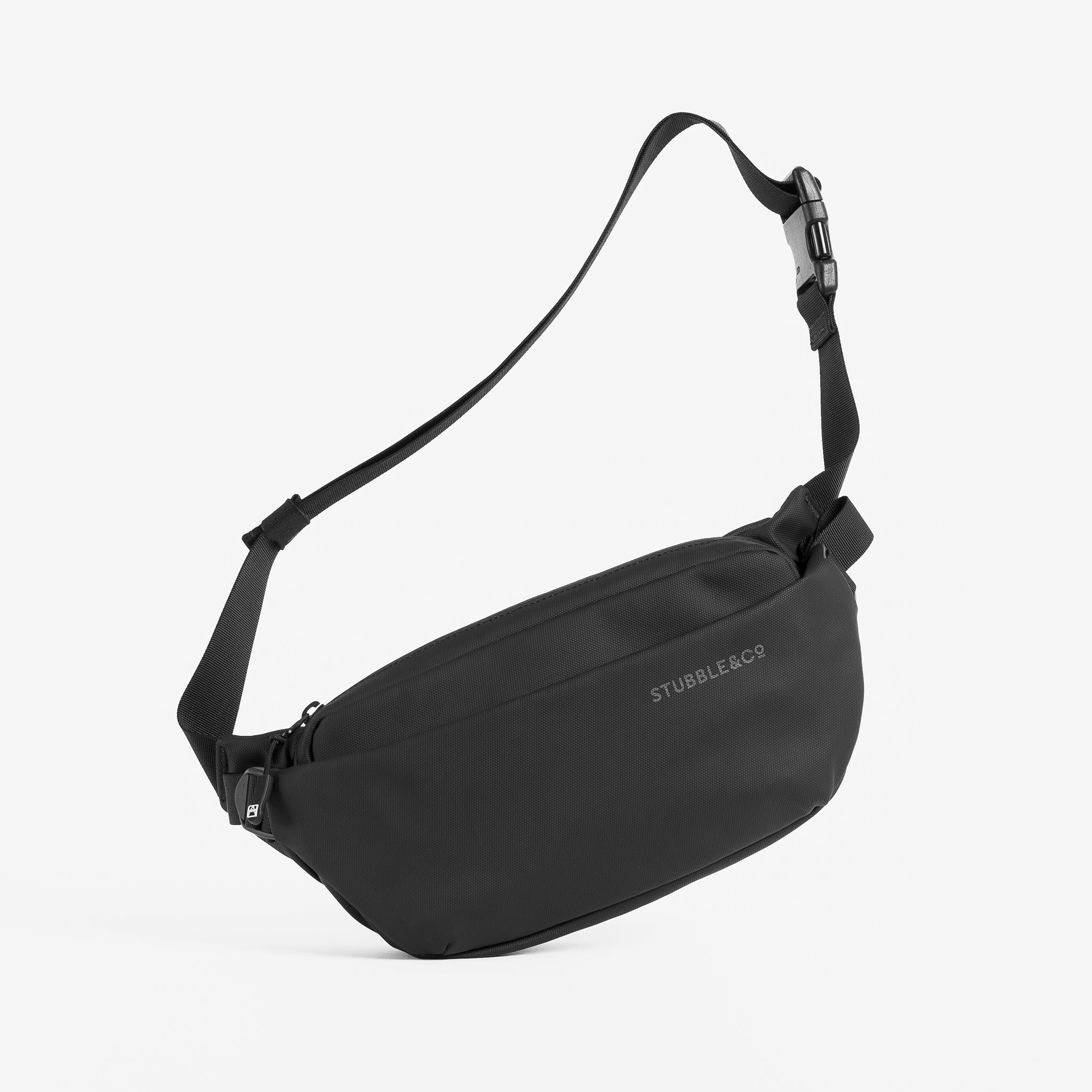 A studio shot of a black crossbody with its strap hanging [All variants]