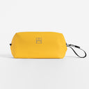 A studio shot of the side of the Yellow Wash Bag with the Stubble & Co logo very obvious